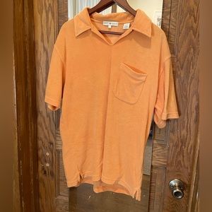 Light neon orange terry cloth oversized polo